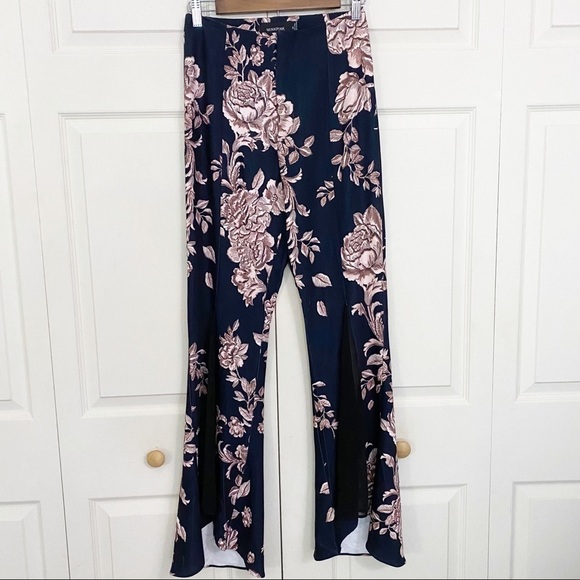 MinkPink Floral High Rise Flare Mesh Panel Pants - Picture 9 of 9